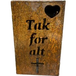 Lanterne med Tak for alt og Hjerte